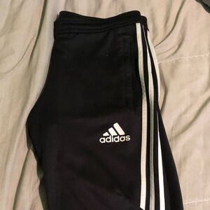 Adidas Kids Black Joggers with White Stripes